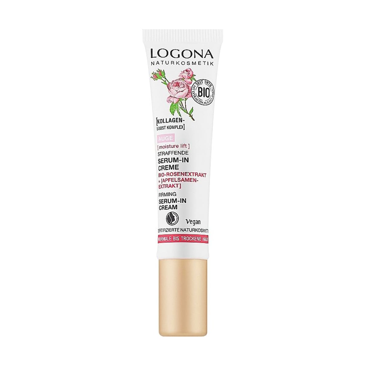 Біокрем для шкіри навколо очей Logona Firming Serum-in-Cream Активне розгладження. Троянда, 15 мл
